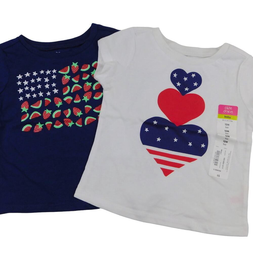 Okie Dokie Cotton Polyester Short Sleeve T-Shirts Girls 12M